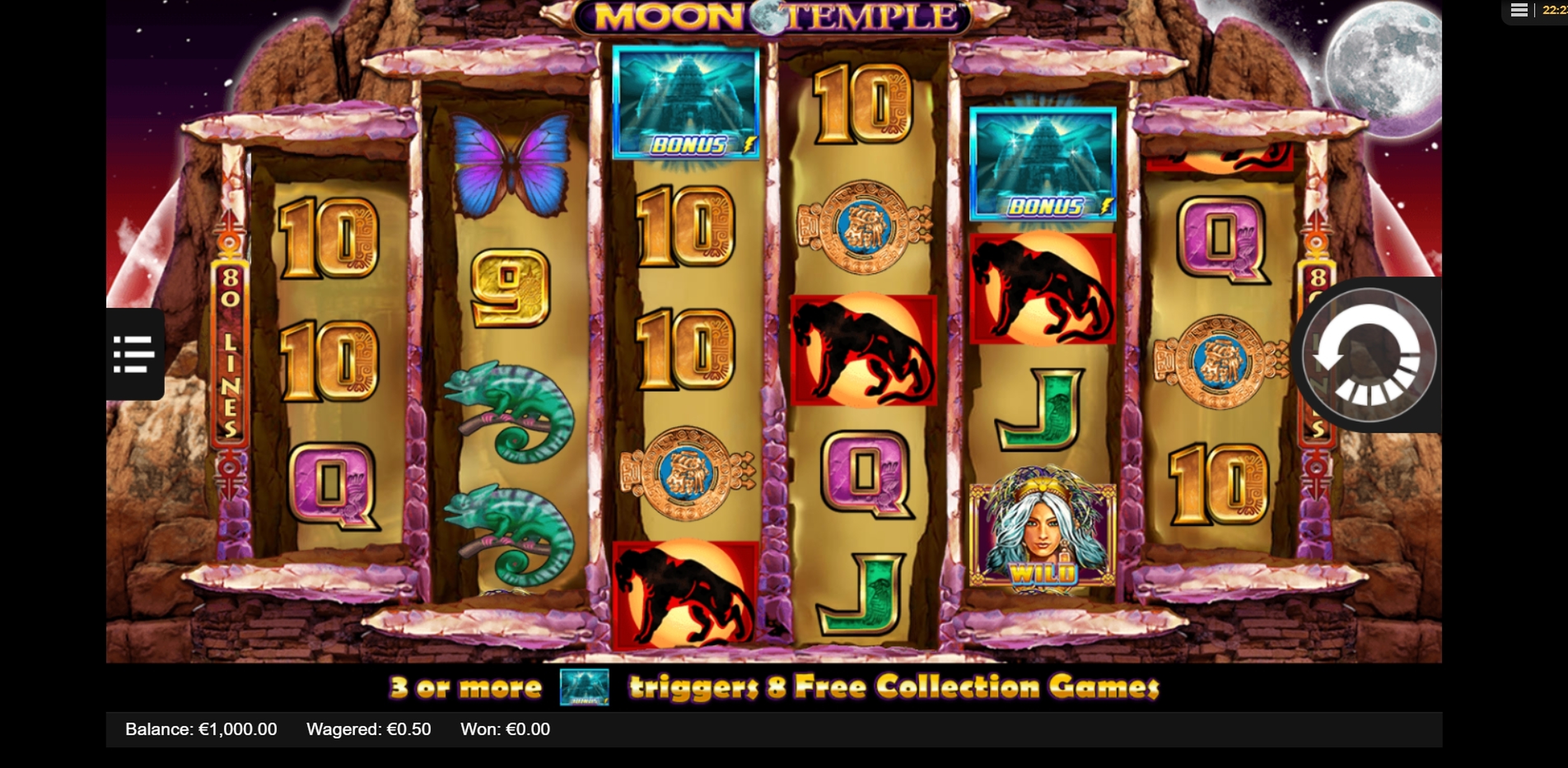 Reels in Moon Temple Slot Game by Lightning Box