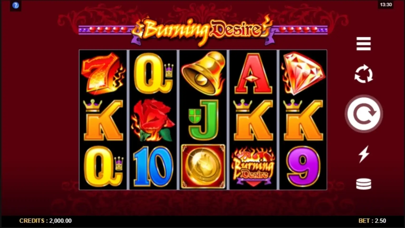 Reels in Burning Desire Slot Game by Microgaming