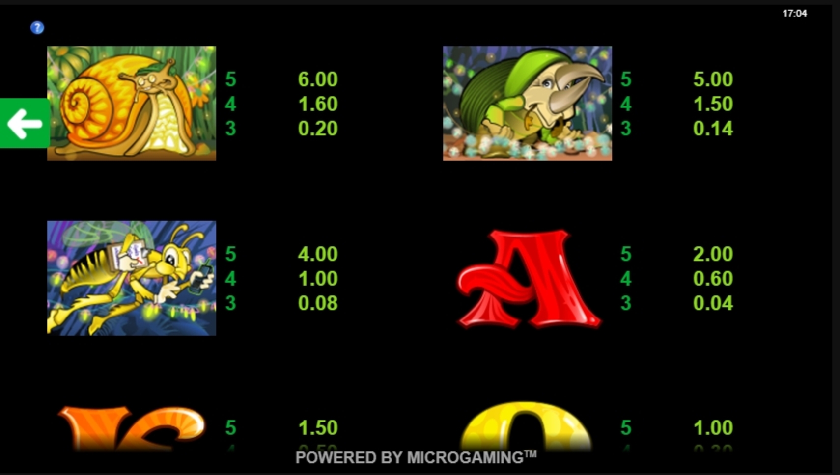 Info of Cashapillar Slot Game by Microgaming