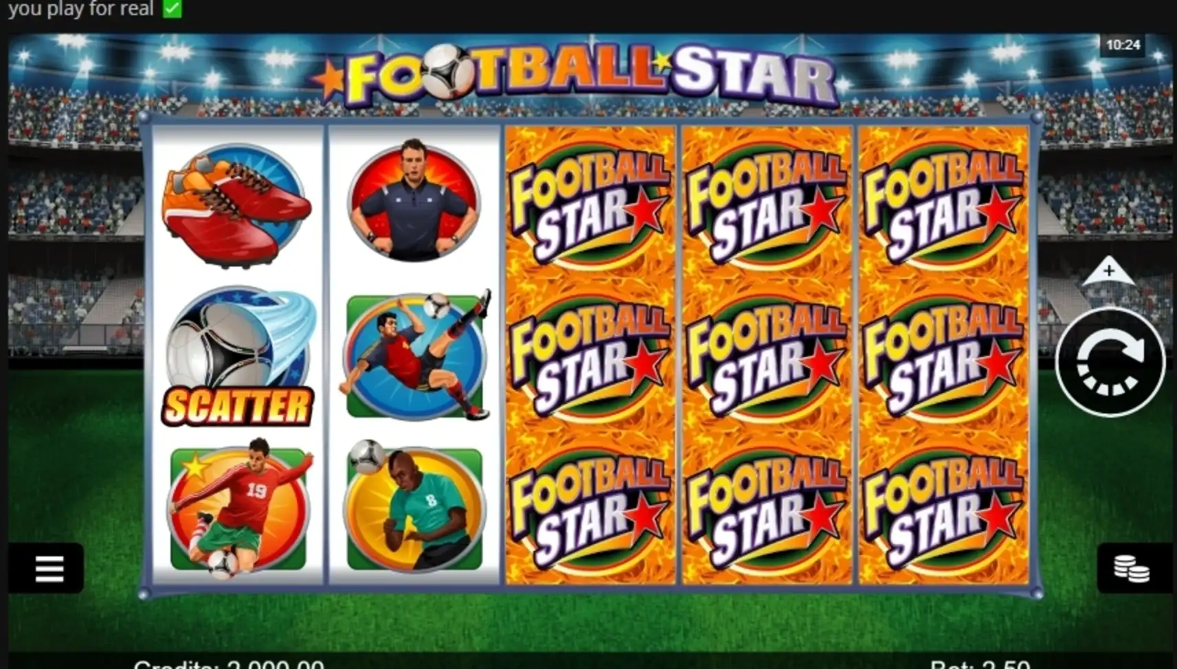 Reels in Football Star Slot Game by Microgaming