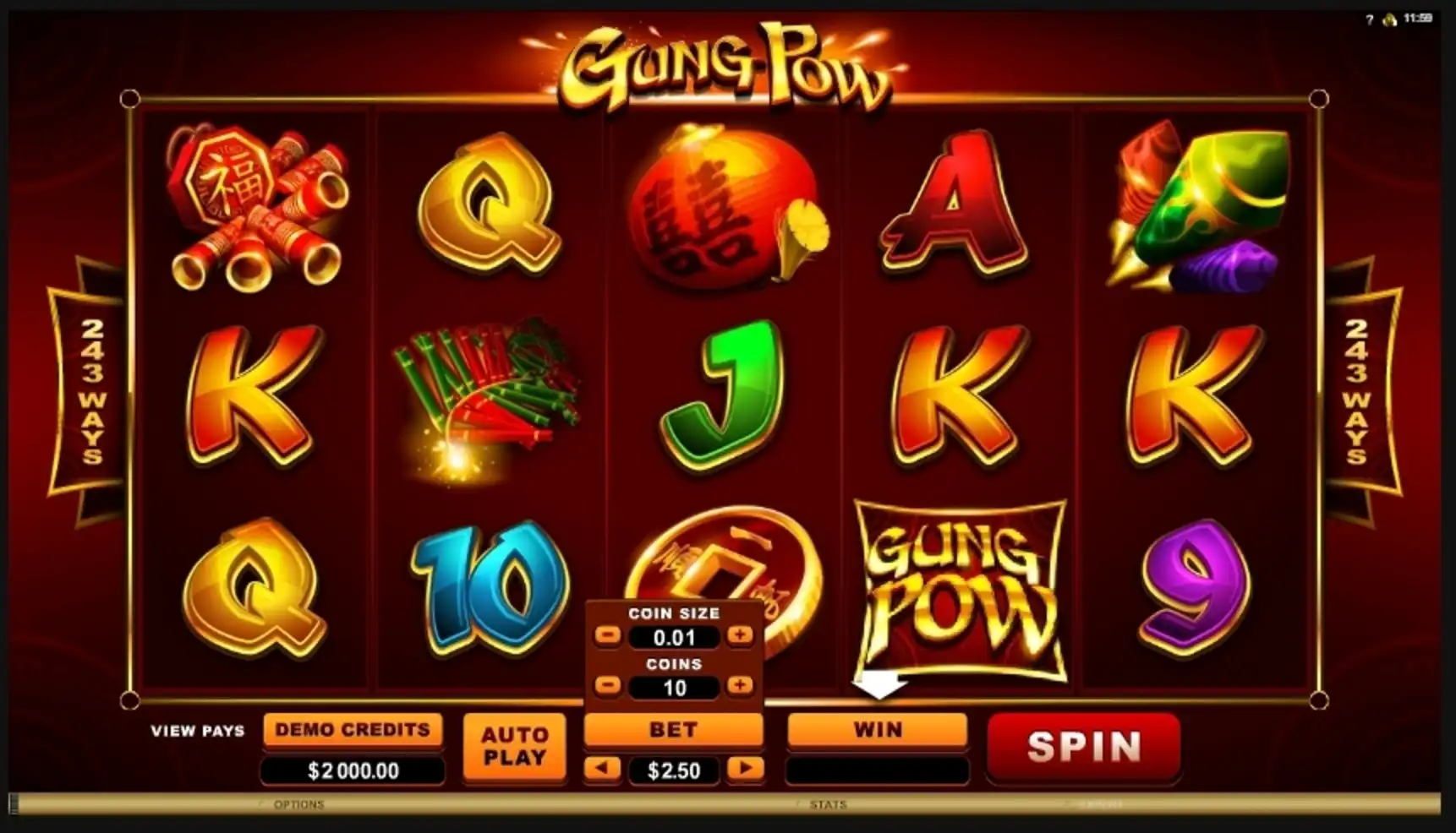 Reels in Gung Pow Slot Game by Microgaming