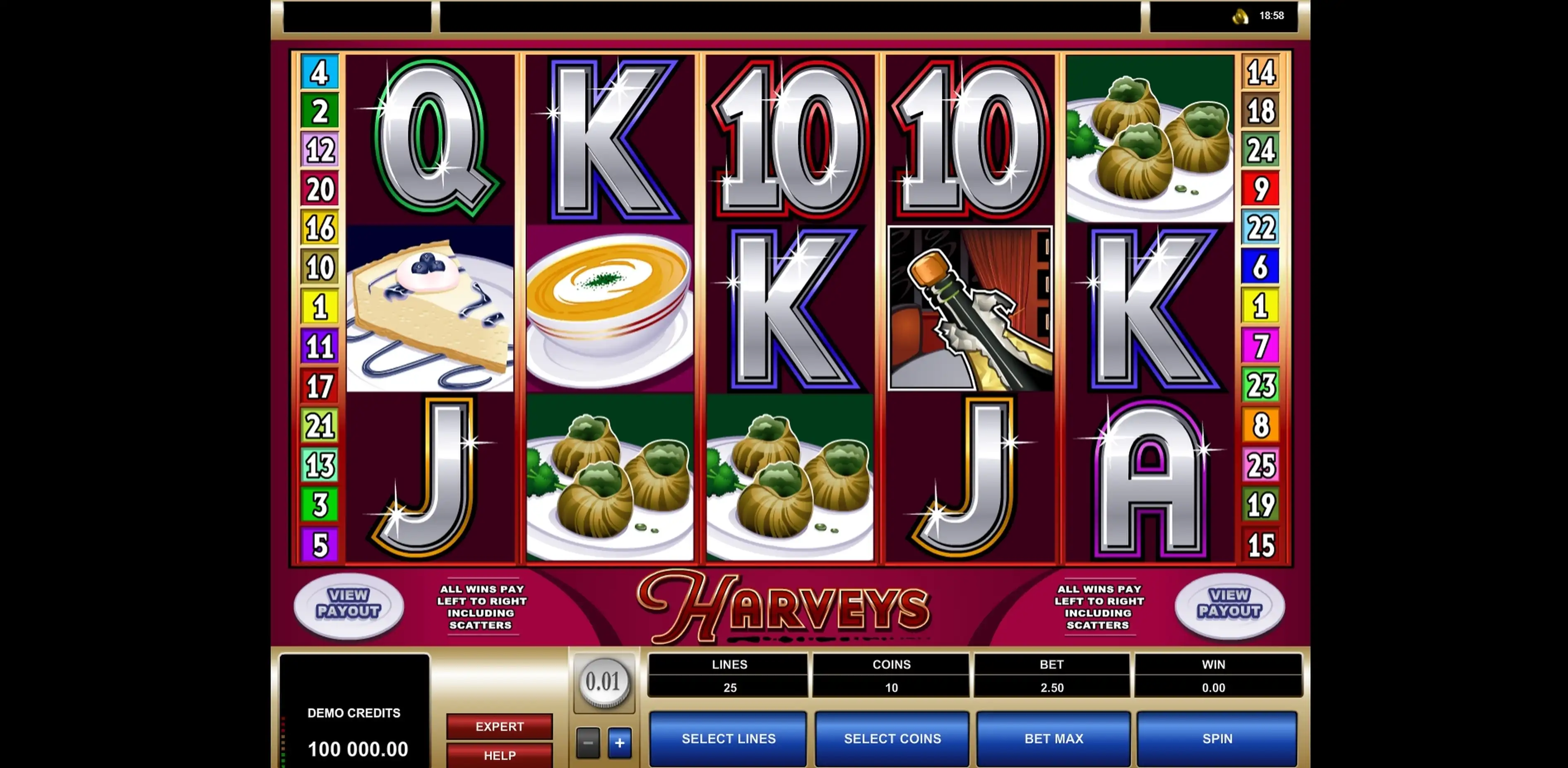 Reels in Harveys Slot Game by Microgaming