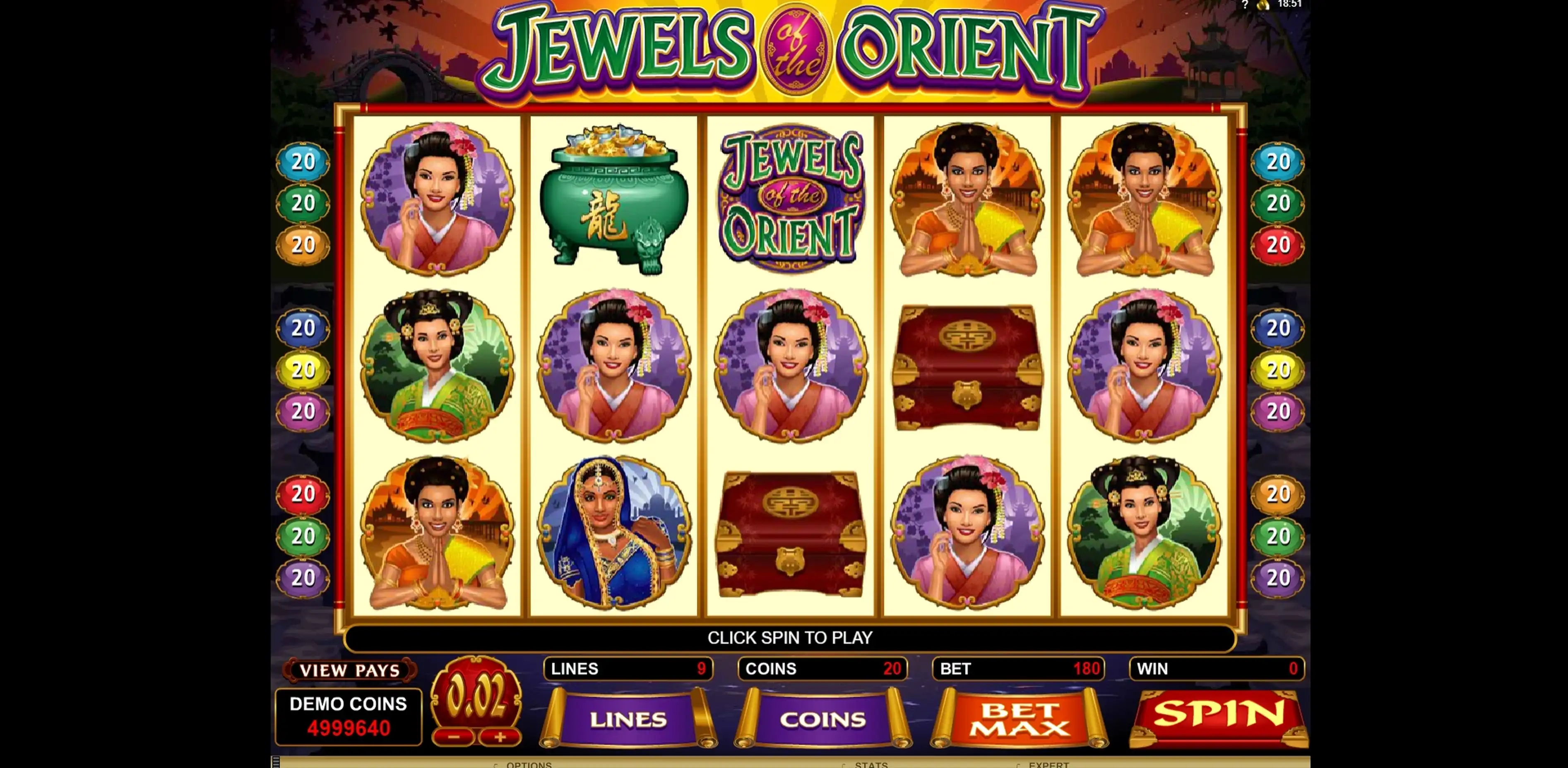 Win Money in Jewels of the Orient Free Slot Game by Microgaming