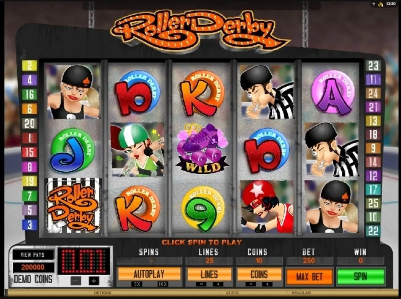 Reels in Roller Derby Slot Game by Microgaming