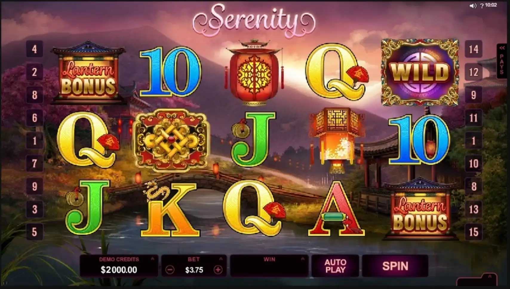 Reels in Serenity Slot Game by Microgaming