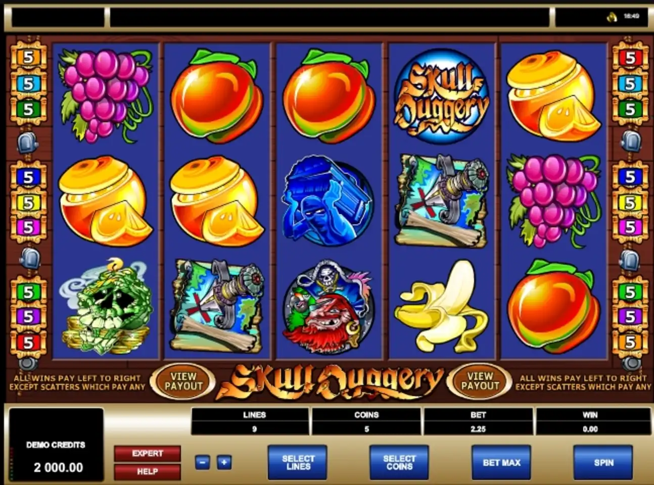 Reels in Skull Duggery Slot Game by Microgaming