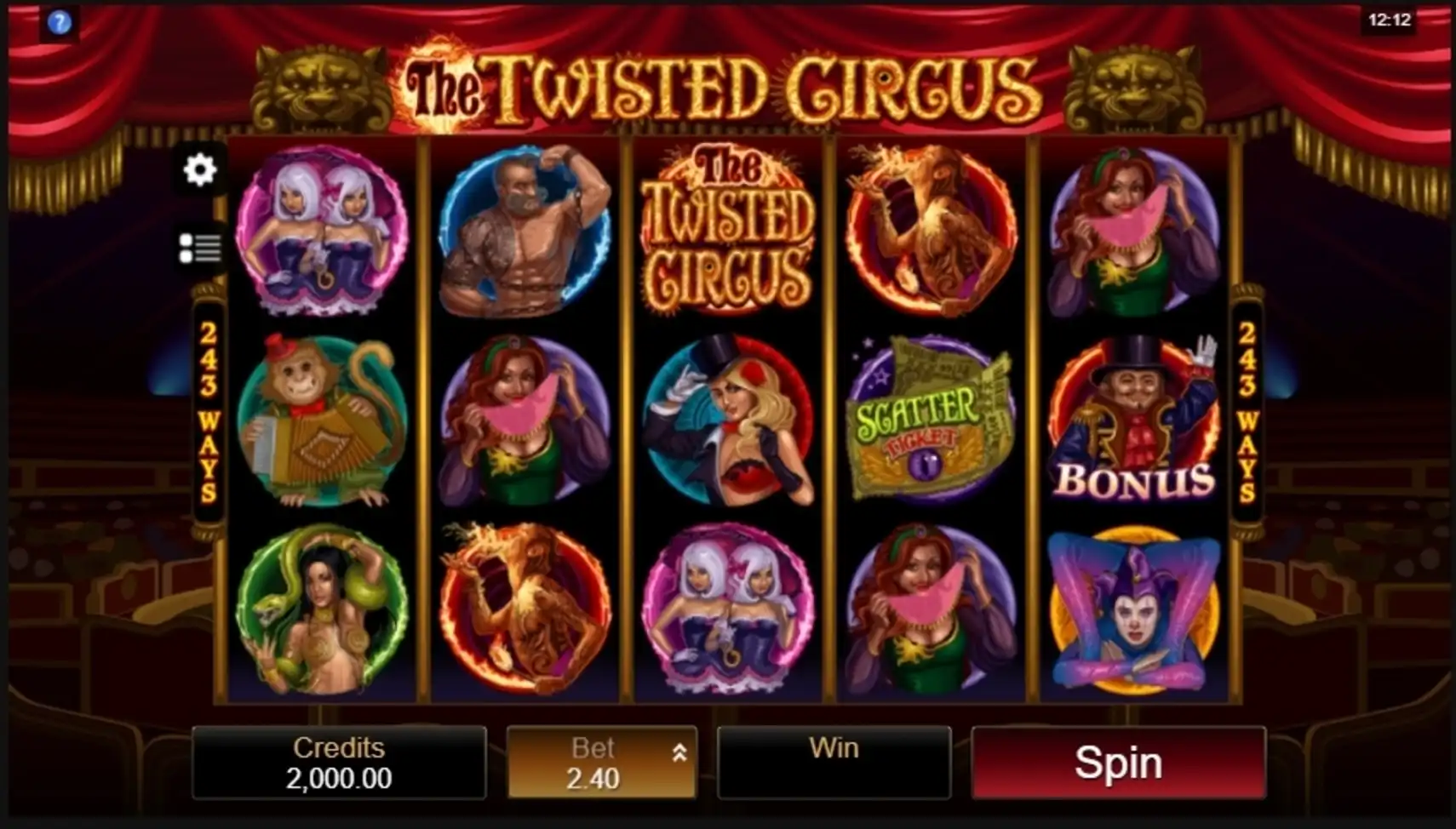 Reels in The Twisted Circus Slot Game by Microgaming