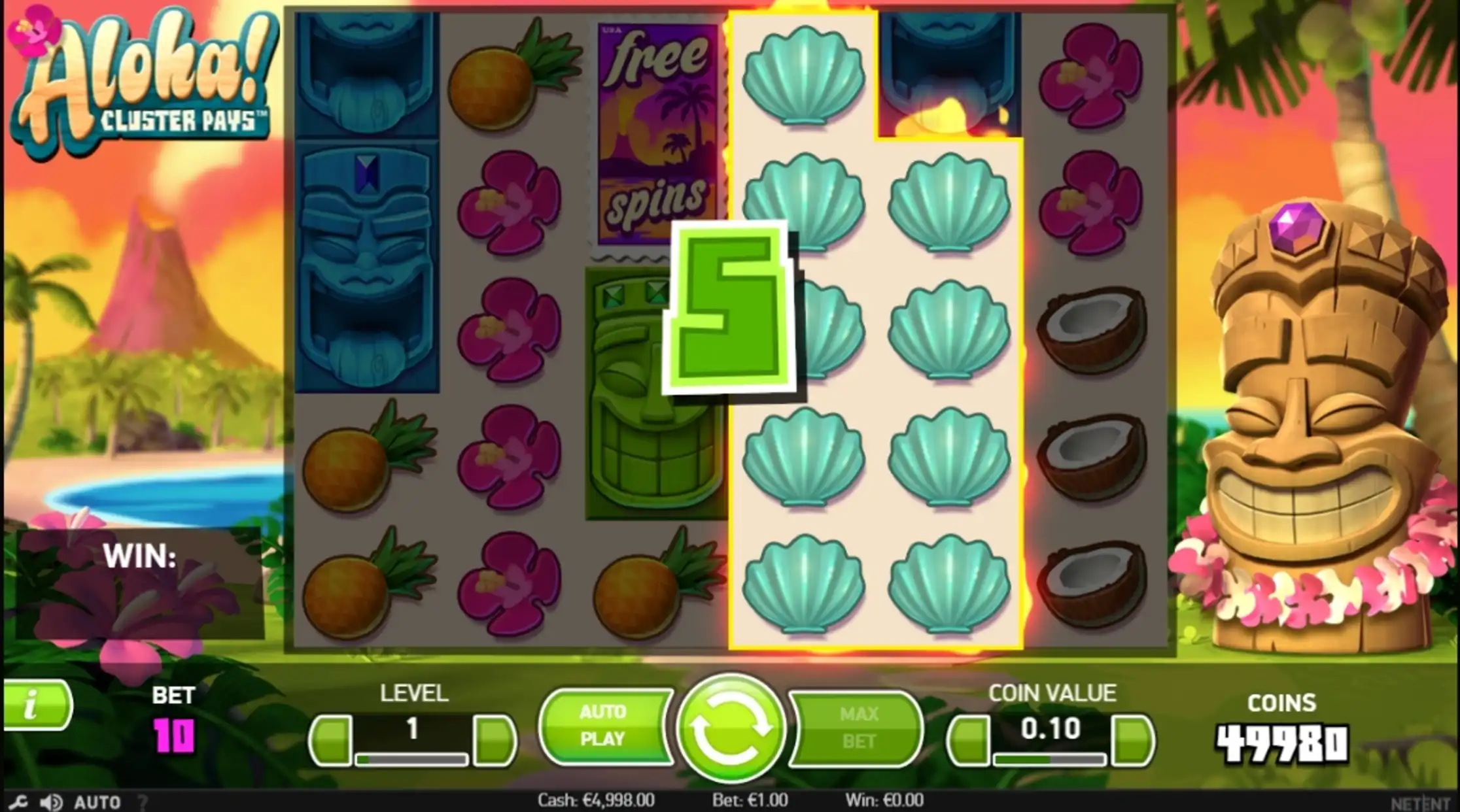 Win Money in Aloha! Cluster Pays Free Slot Game by NetEnt