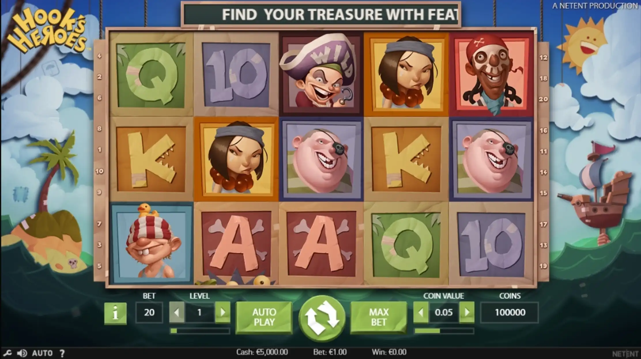 Reels in Hook's Heroes Slot Game by NetEnt