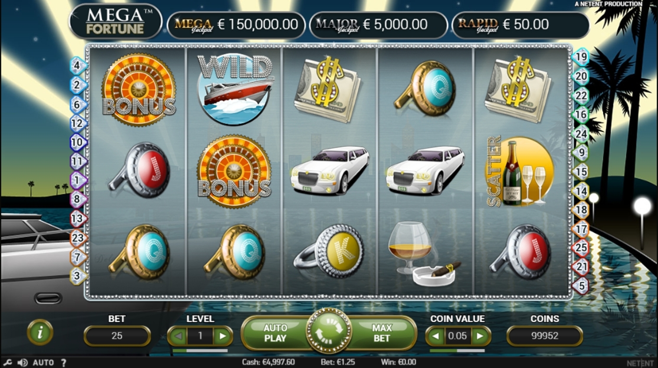Reels in Mega Fortune Slot Game by NetEnt