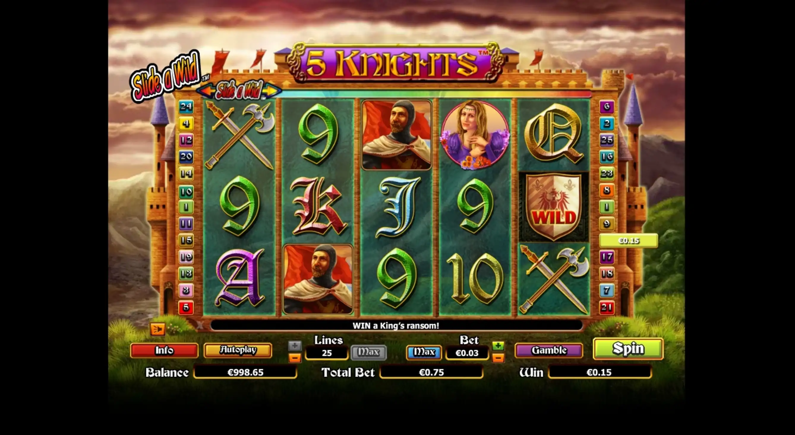 Win Money in 5 Knights Free Slot Game by NextGen Gaming