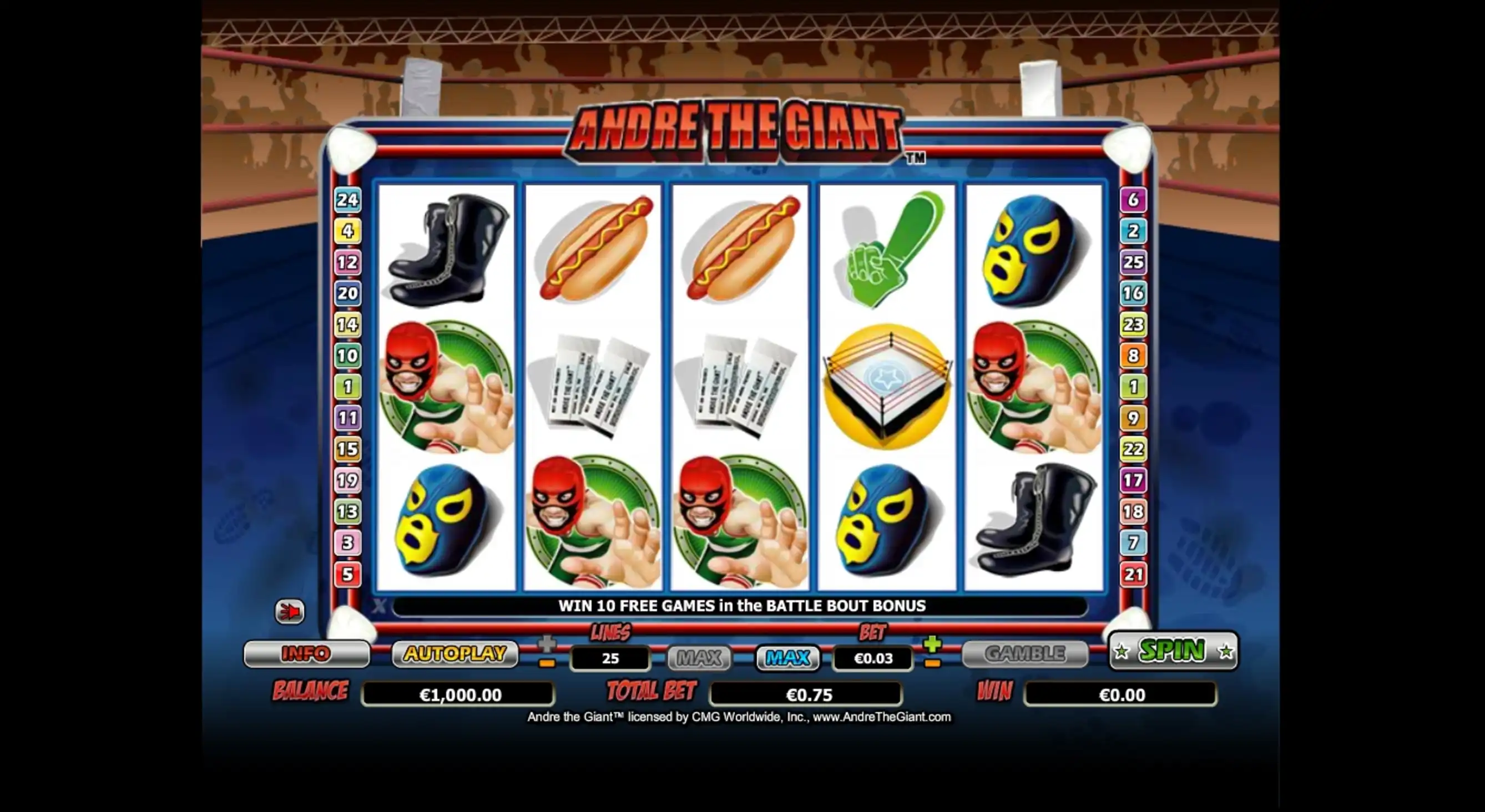 Reels in Andre The Giant Slot Game by NextGen Gaming