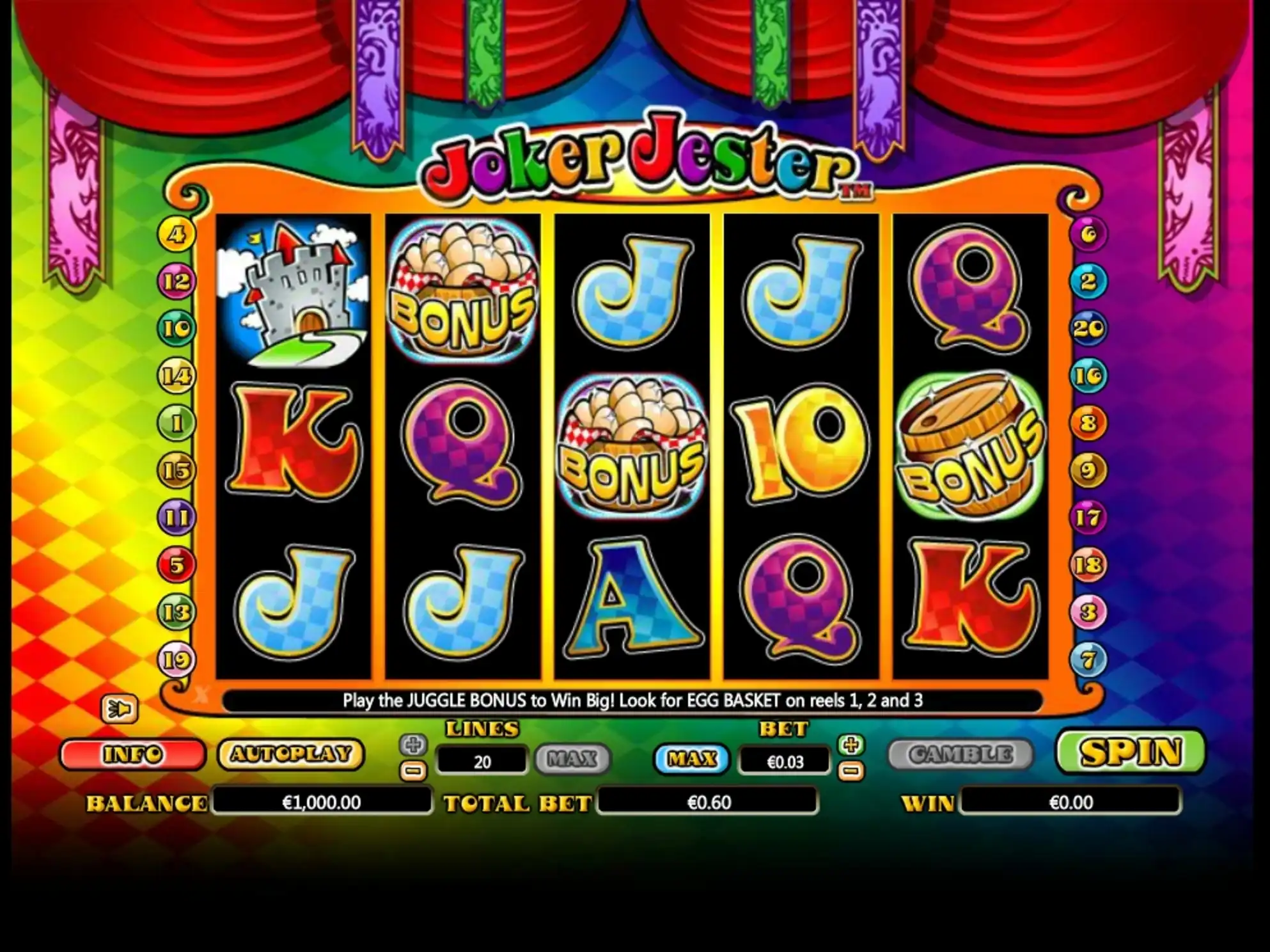 Reels in Joker Jester Slot Game by NextGen Gaming