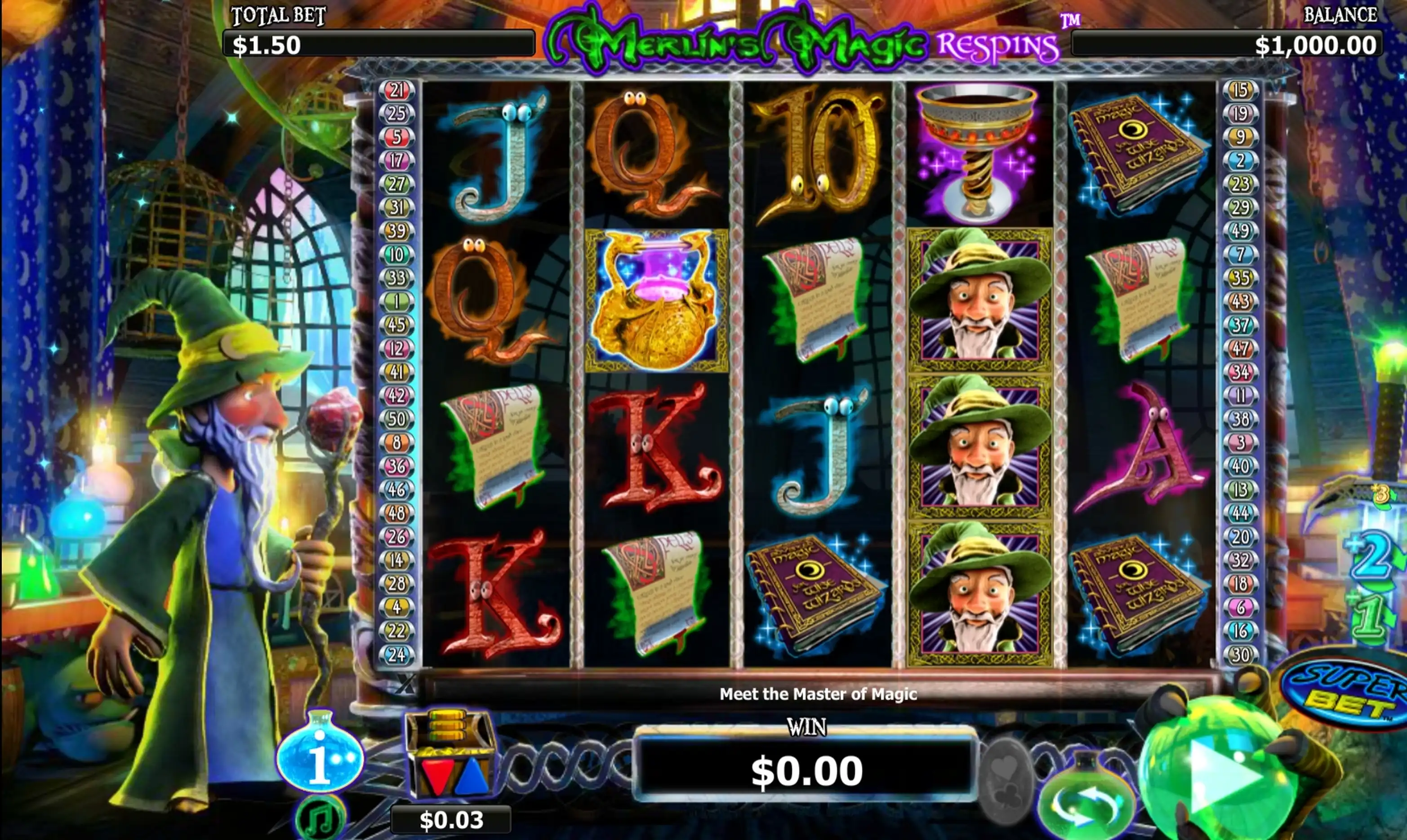 Reels in Merlin's Magic Respins Slot Game by NextGen Gaming