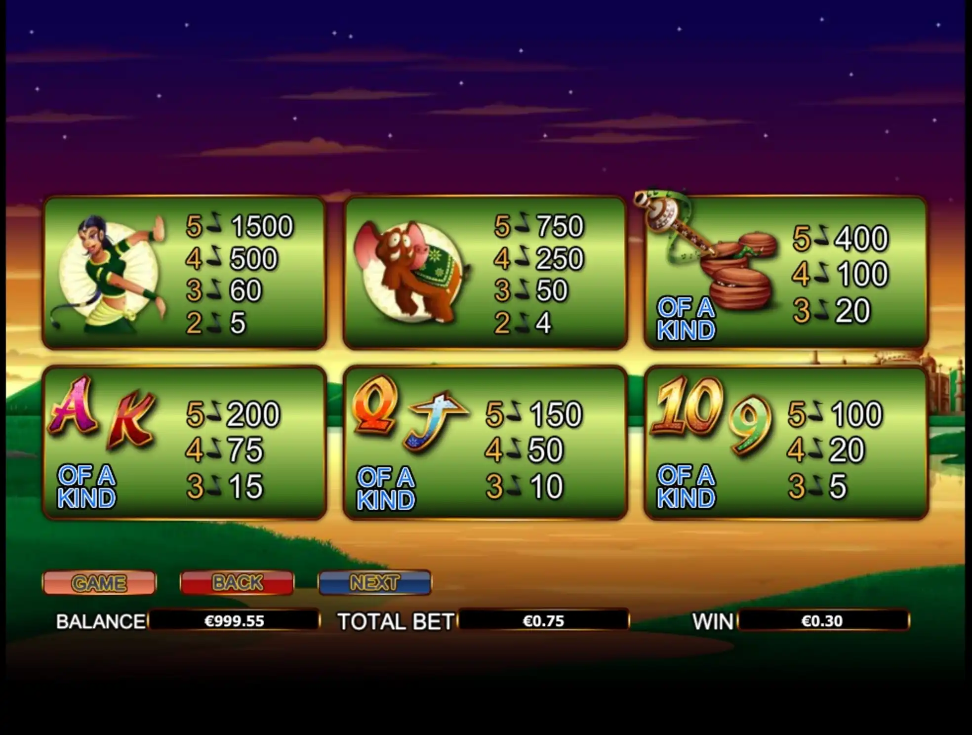 Info of The Snake Charmer Slot Game by NextGen Gaming