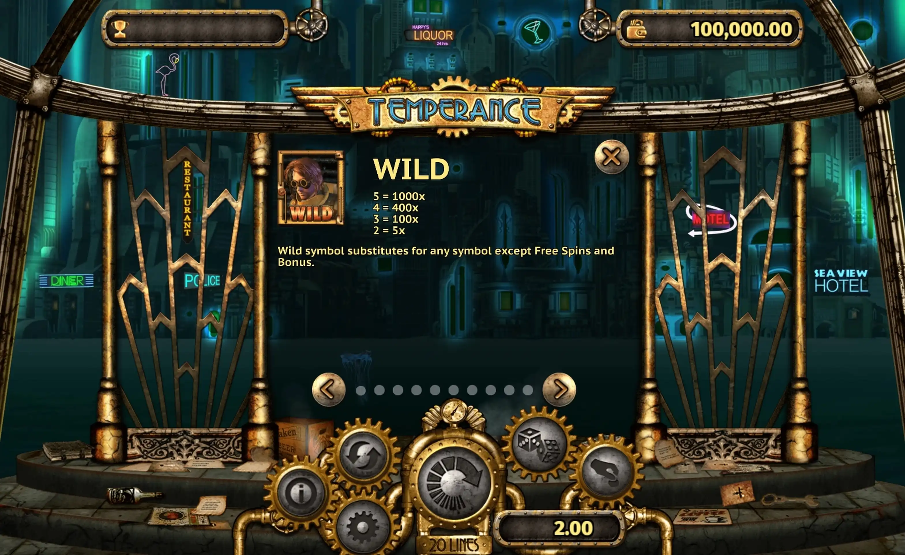 Info of Temperance Slot Game by Old Skool Studios