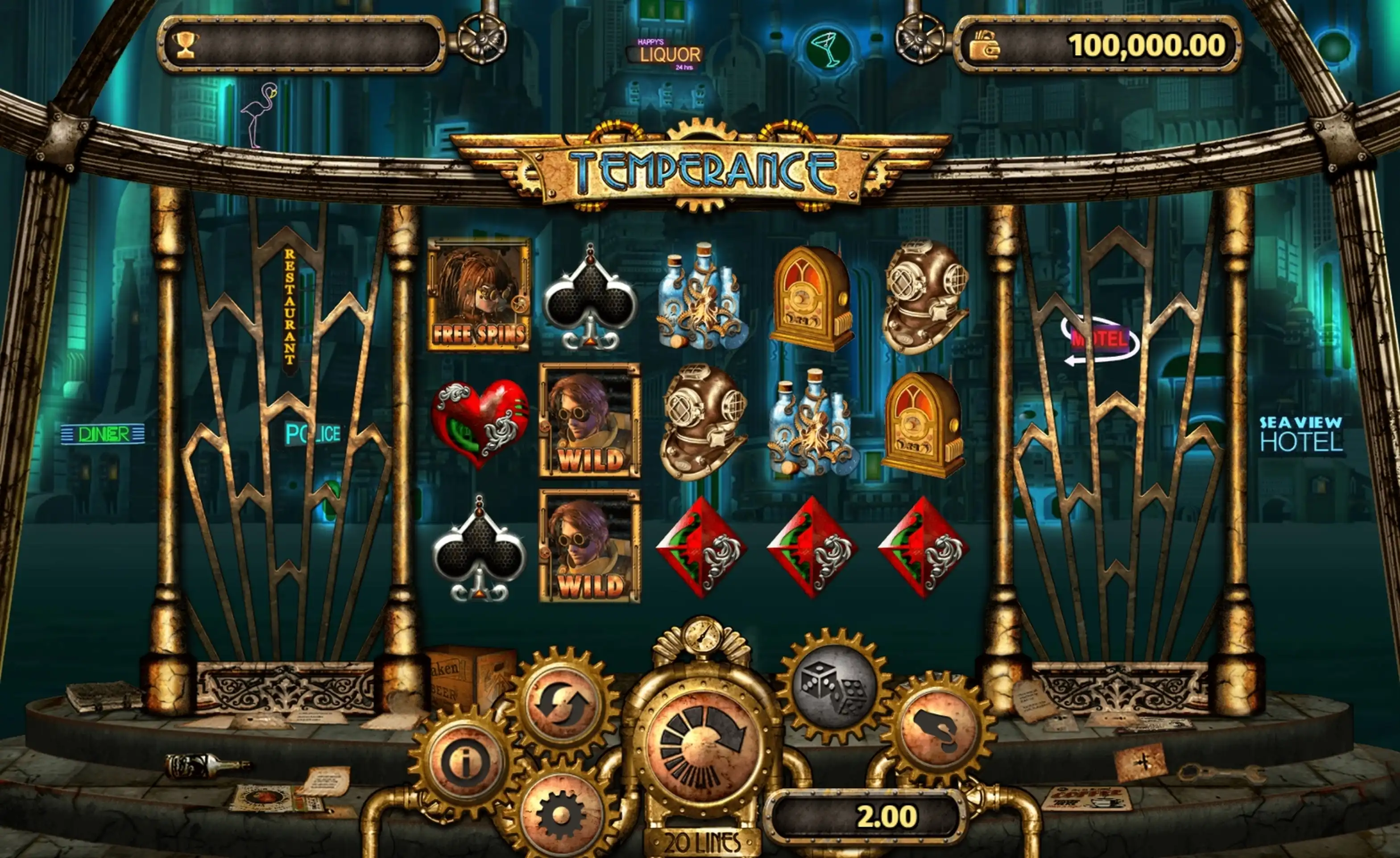 Reels in Temperance Slot Game by Old Skool Studios