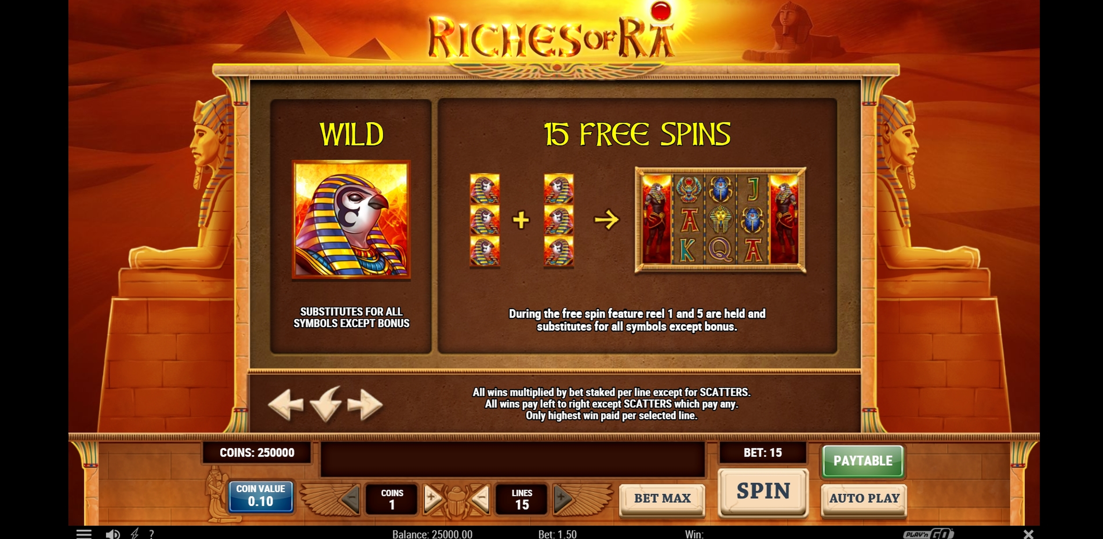Info of Riches of Ra Slot Slot Game by Playn GO