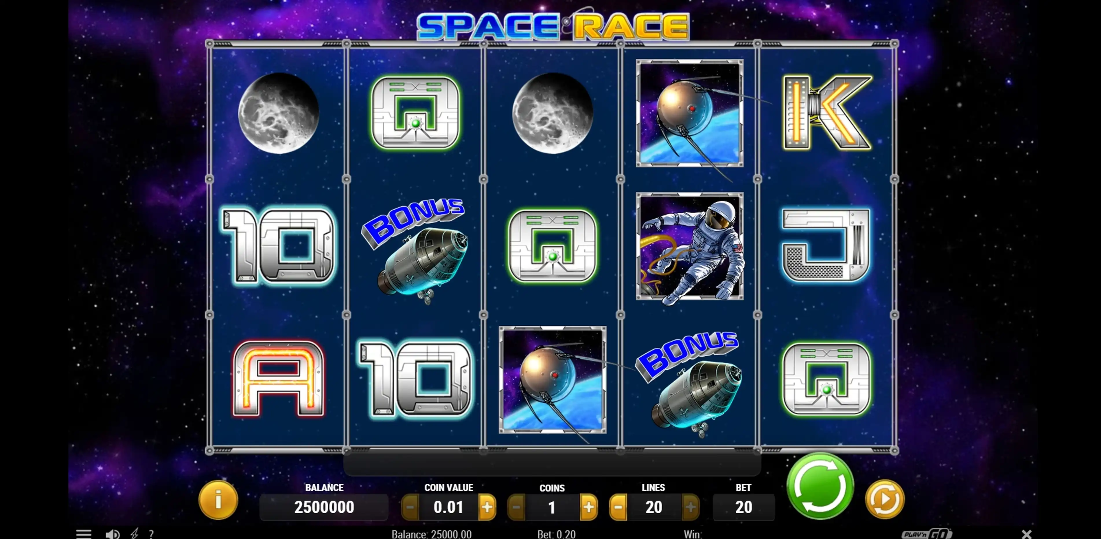 Reels in Space Race Slot Game by Playn GO