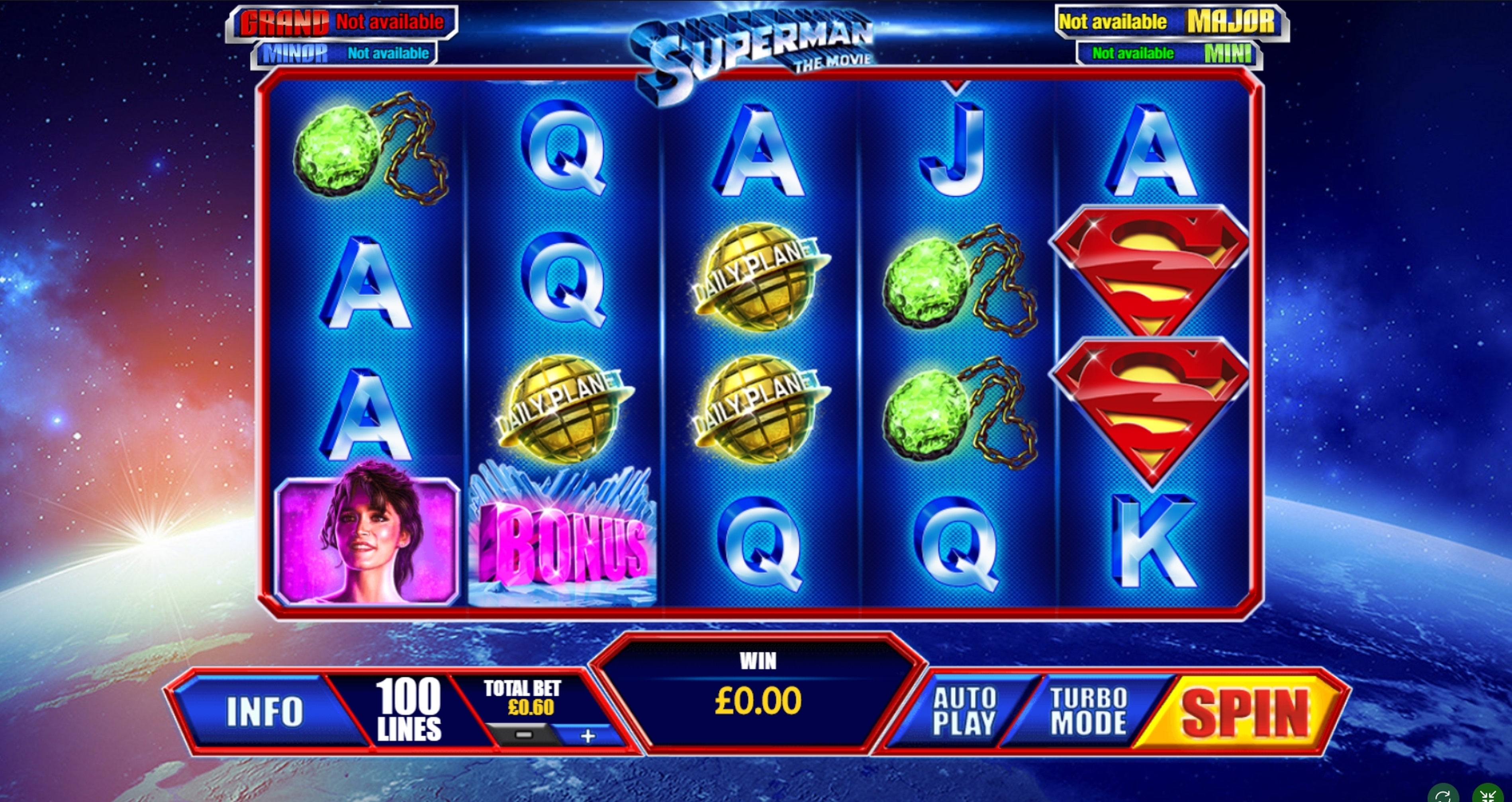 Reels in Superman The Movie Slot Game by Playtech