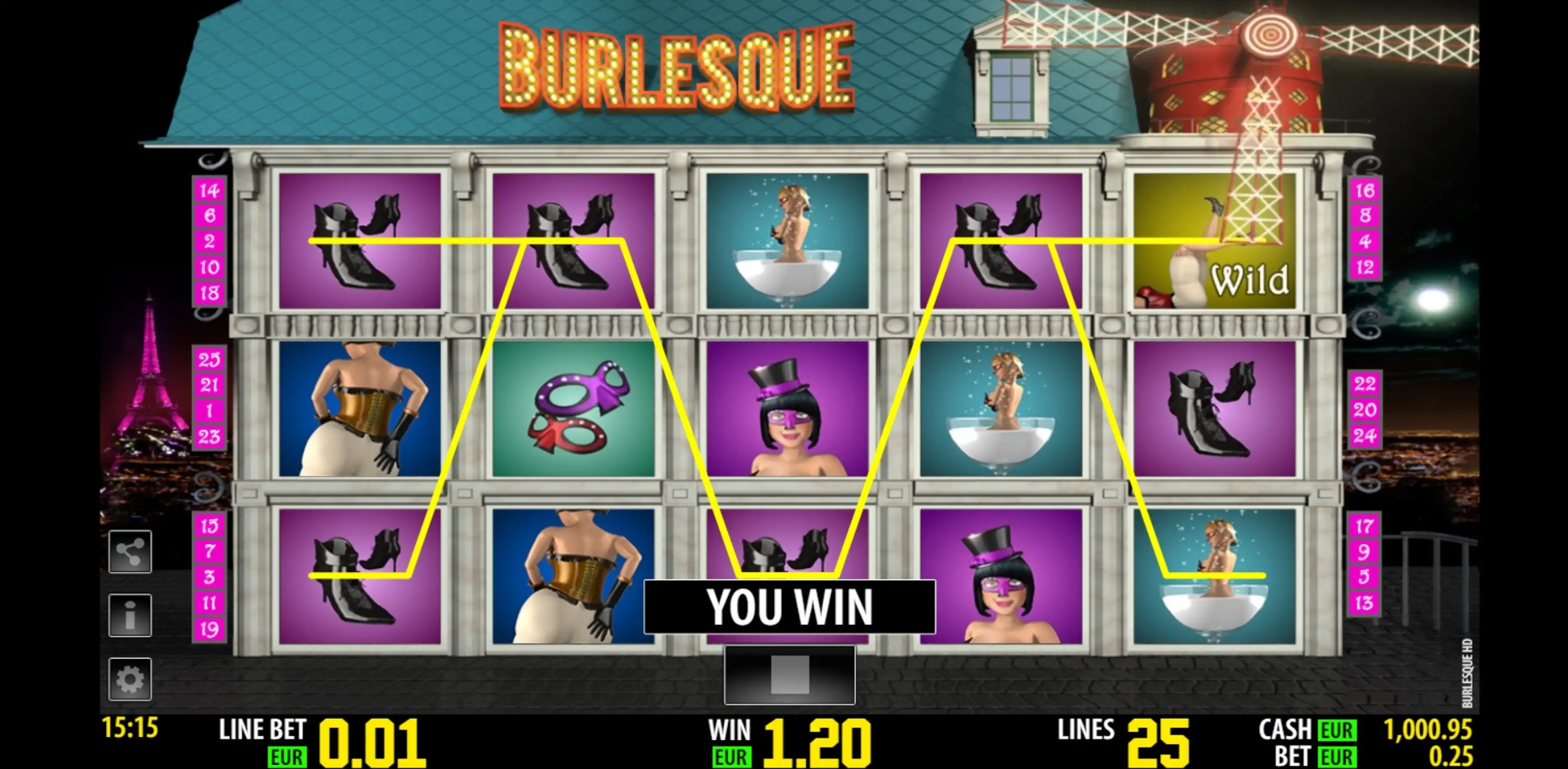 Win Money in Burlesque Free Slot Game by Portomaso Gaming