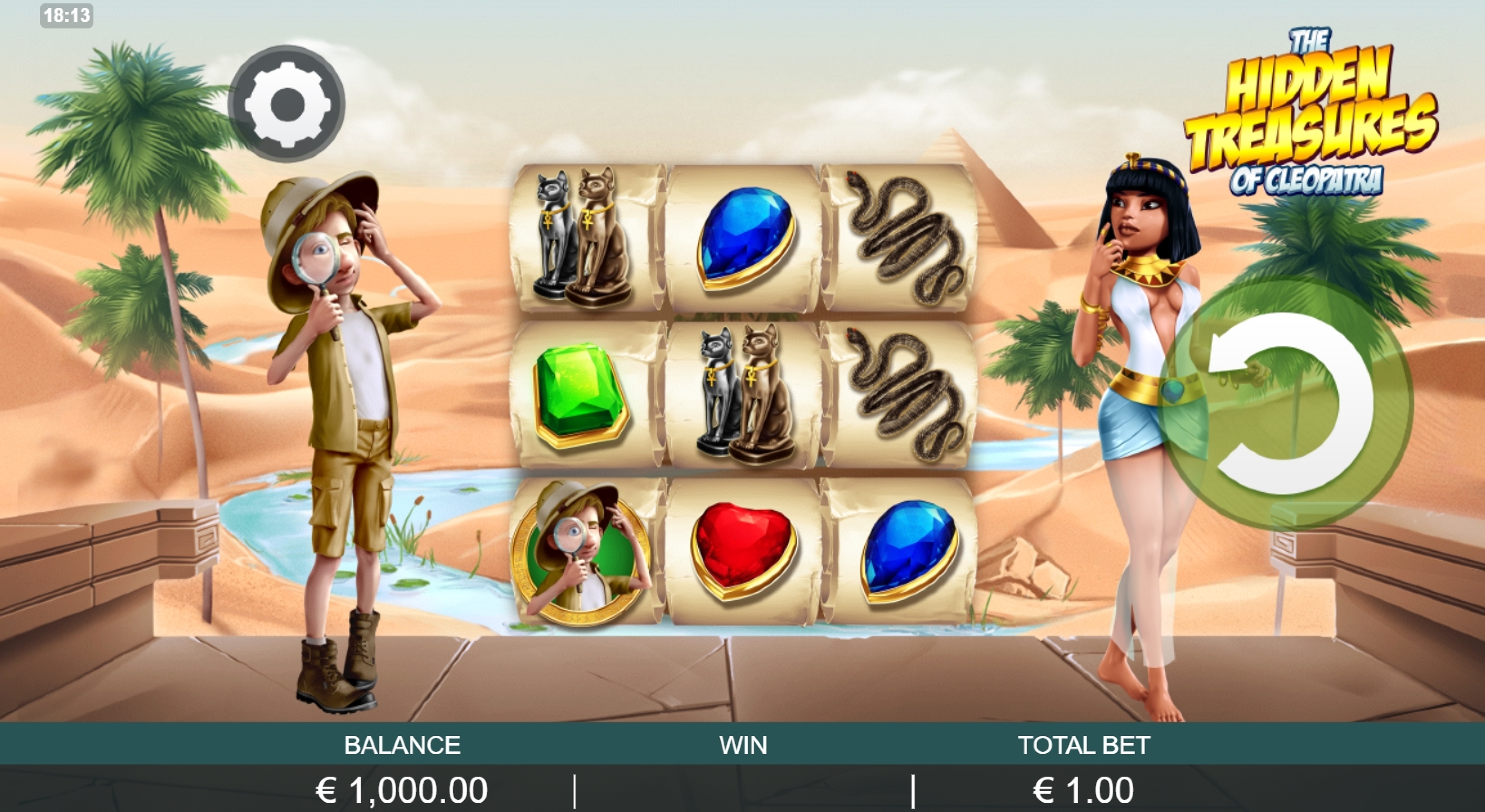 Reels in The Hidden Treasure of Cleopatra Slot Game by Probability Jones