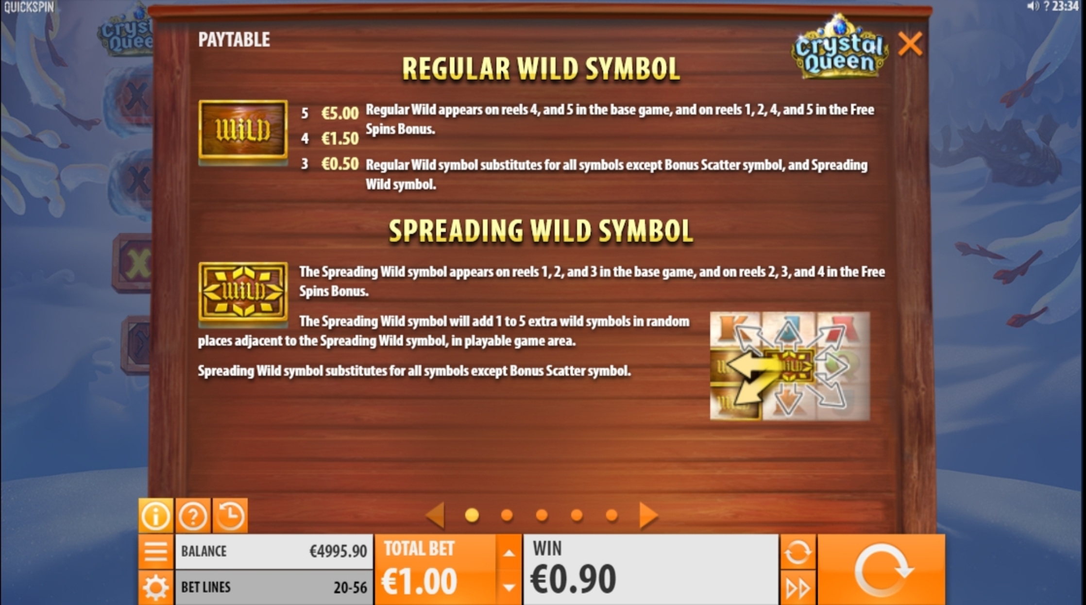 Info of Crystal Queen Slot Game by Quickspin