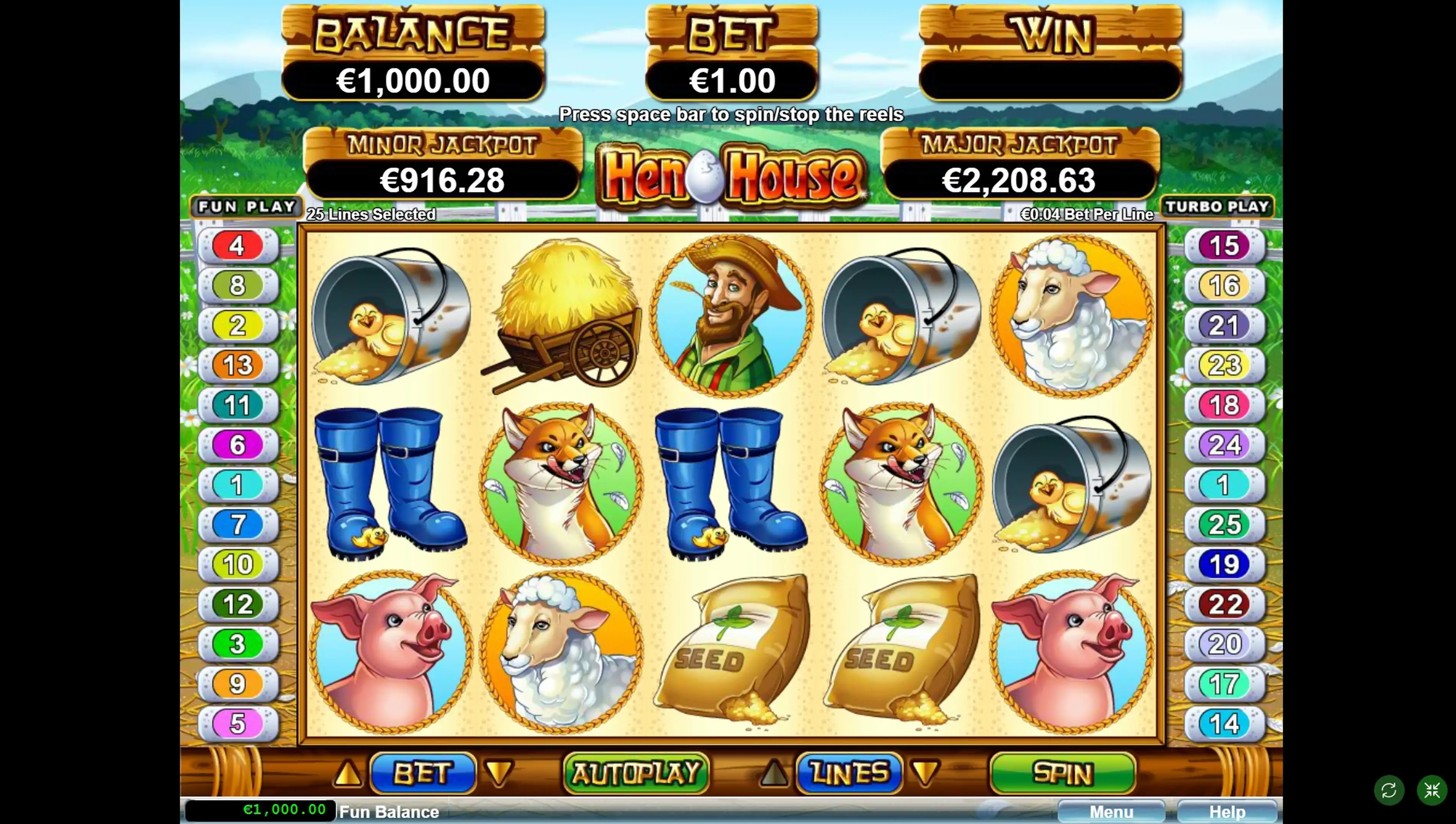 Reels in Hen House Slot Game by Real Time Gaming