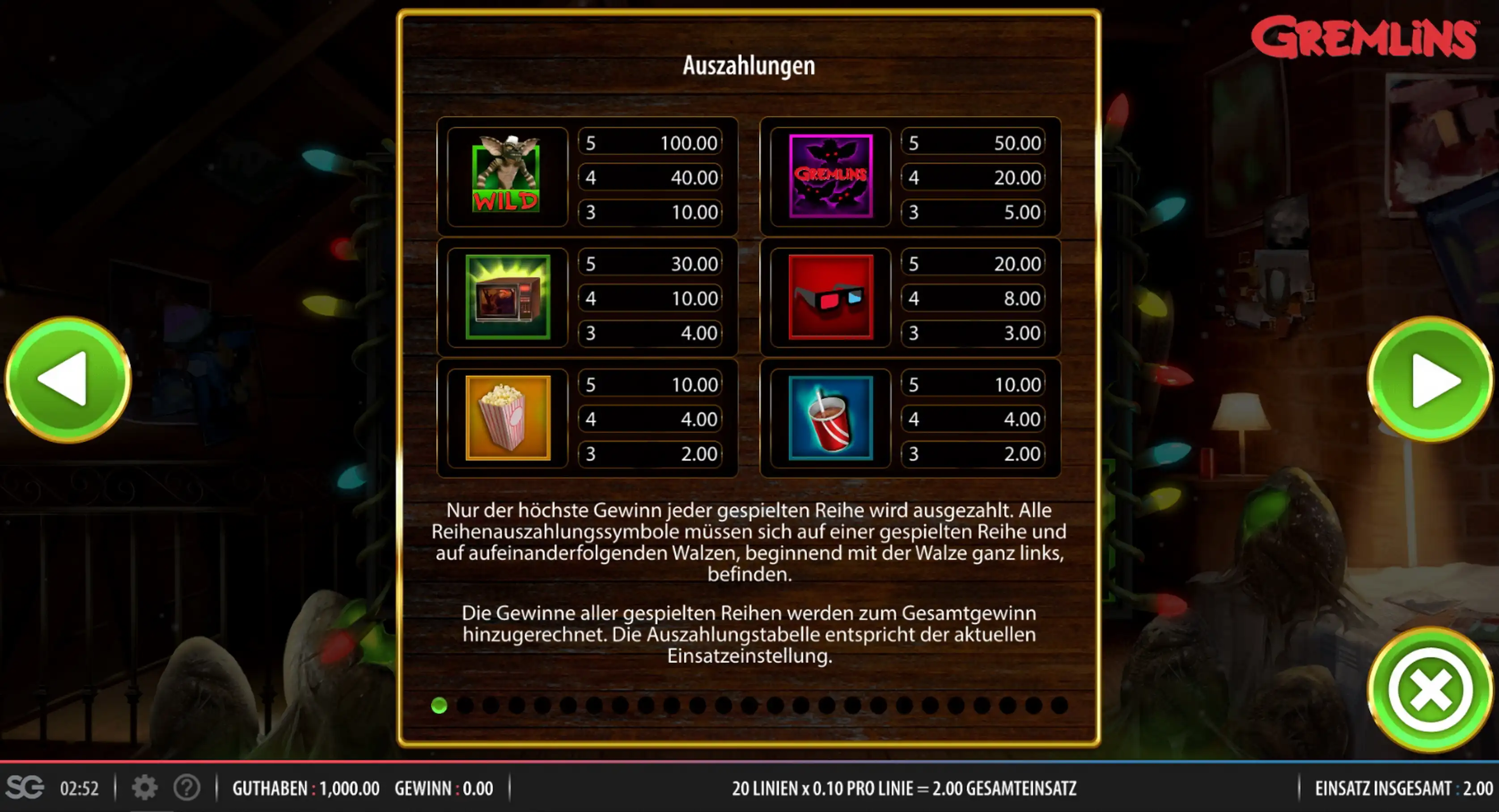 Info of Gremlins Slot Game by Red7 Mobile