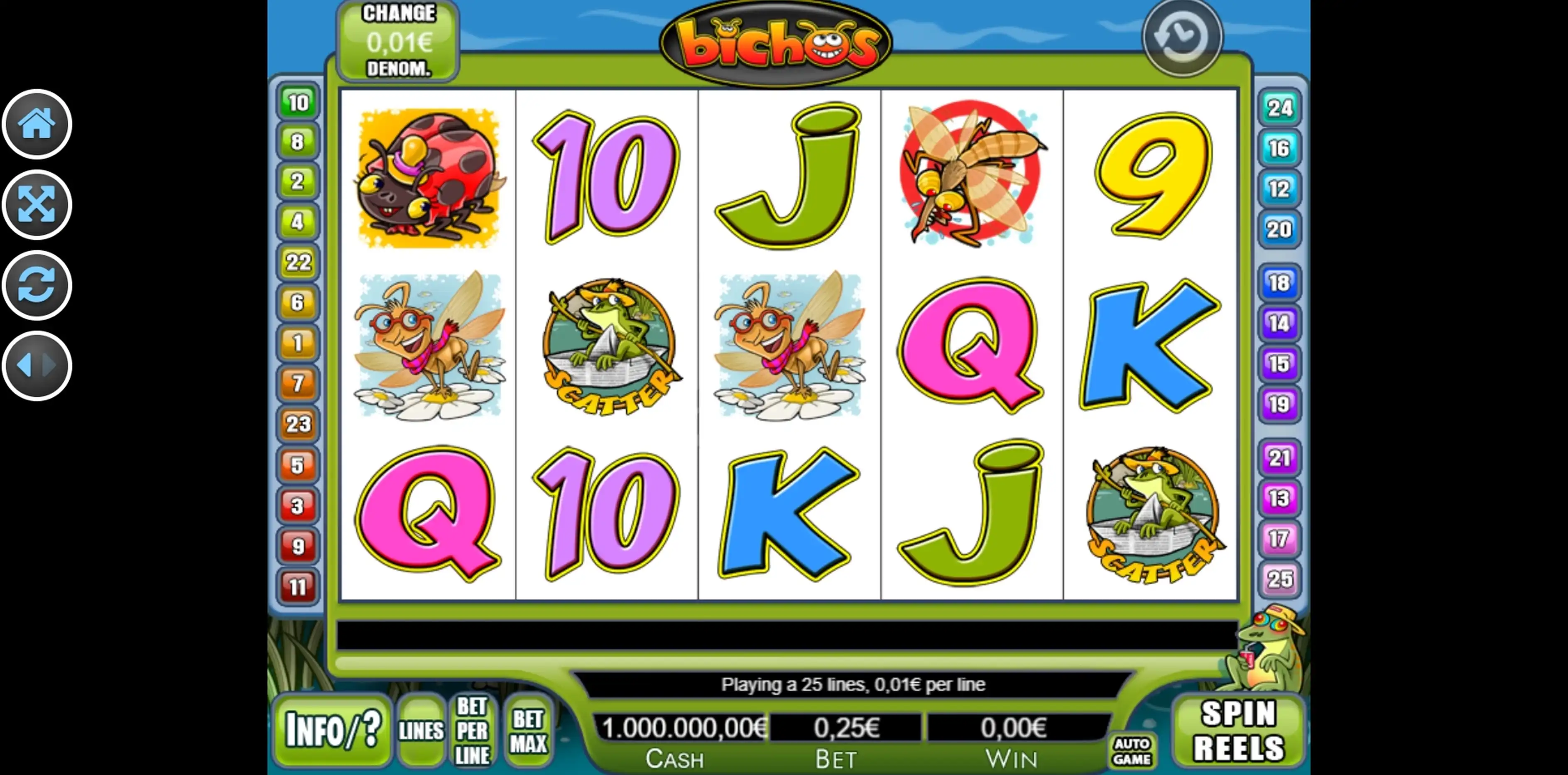 Reels in Bichos Slot Game by R. Franco