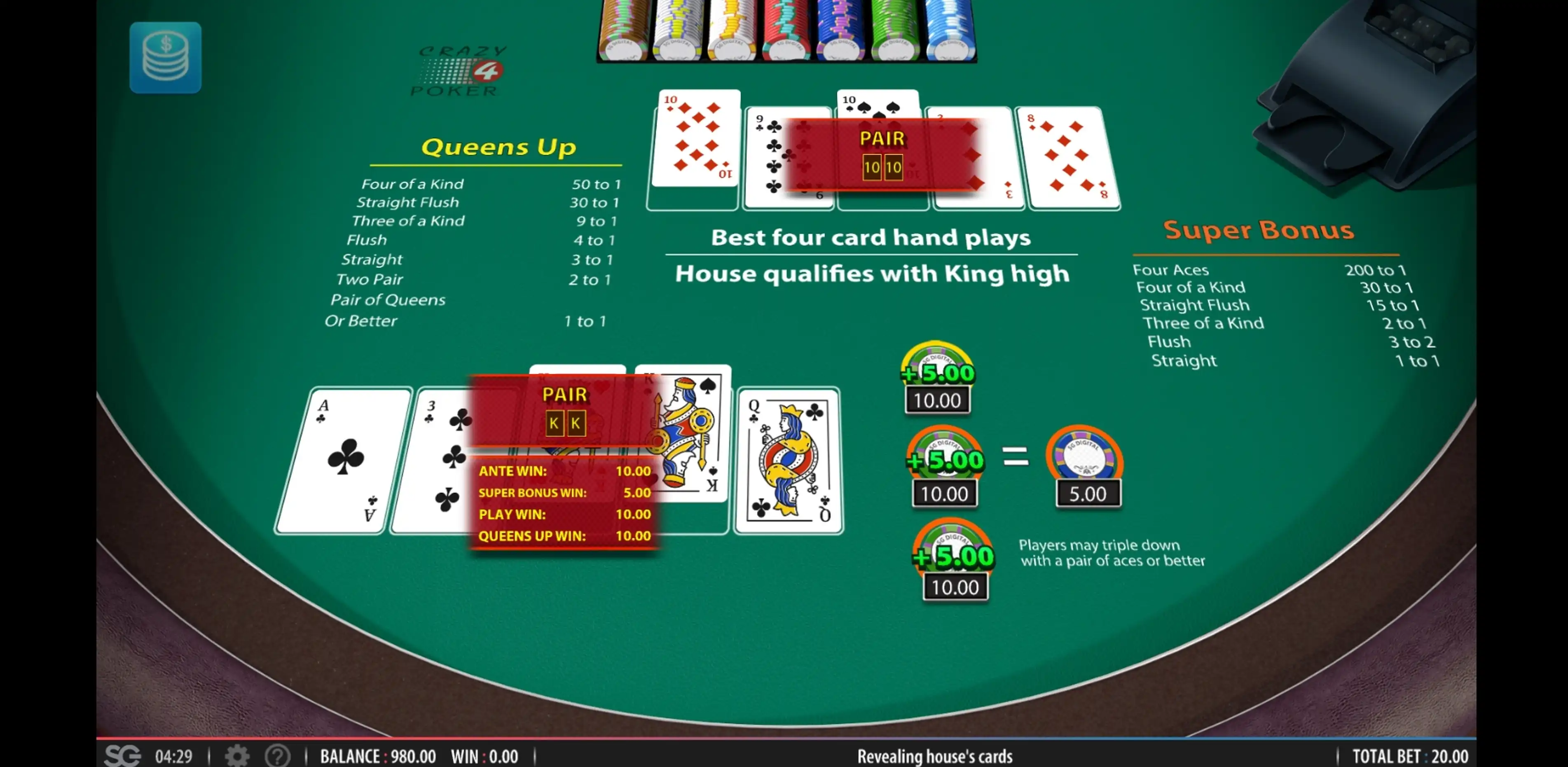 Win Money in Crazy 4 Poker Free Slot Game by Shuffle Master