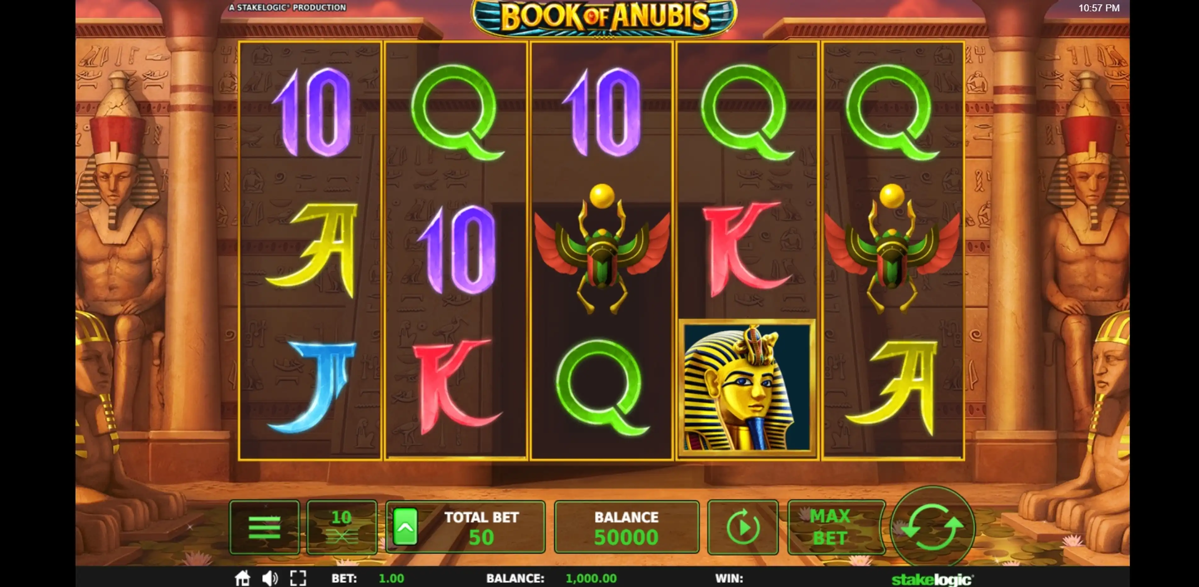 Reels in Book of Anubis Slot Game by Stakelogic