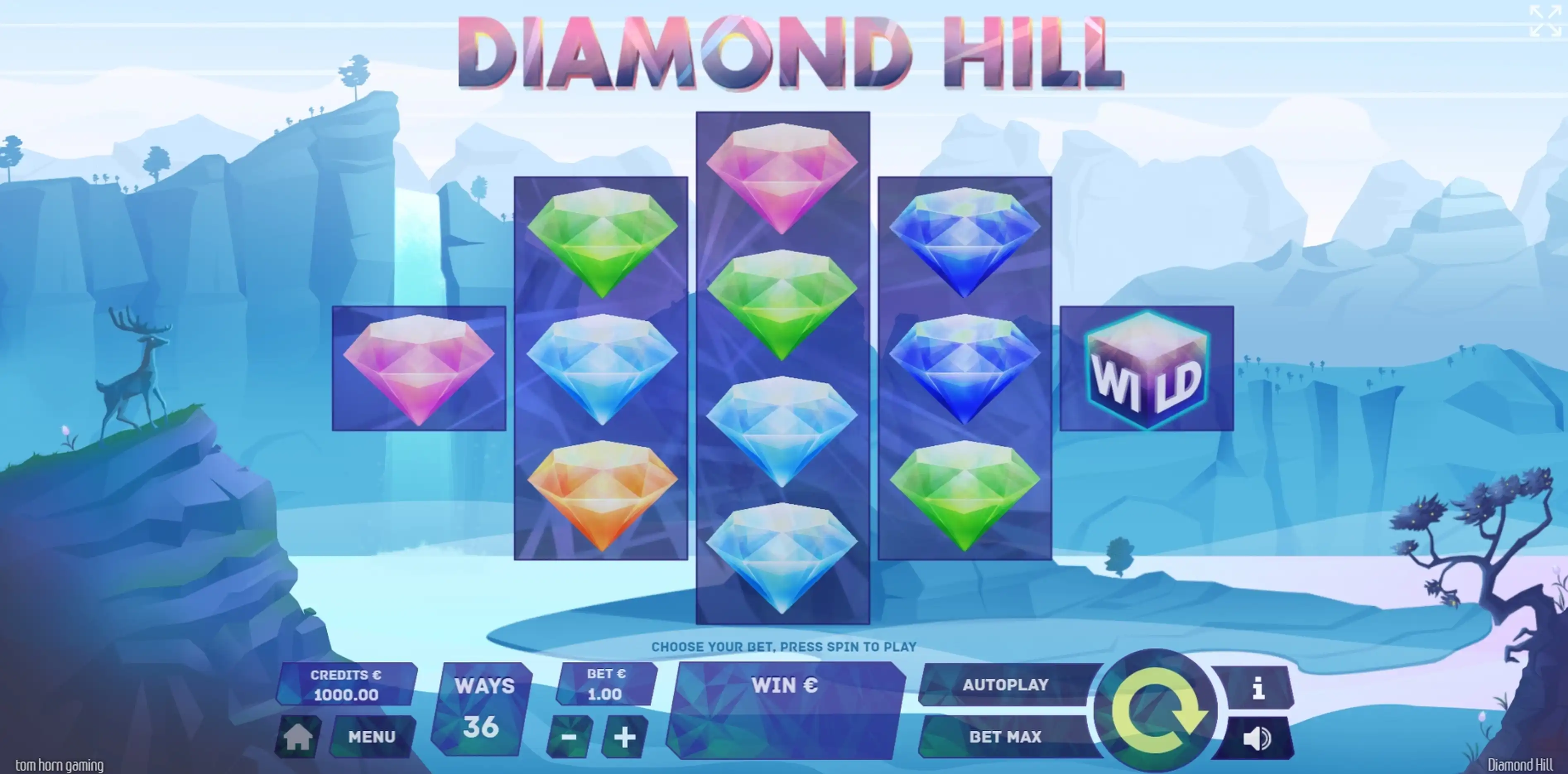 Reels in Diamond Hill Slot Game by Tom Horn Gaming