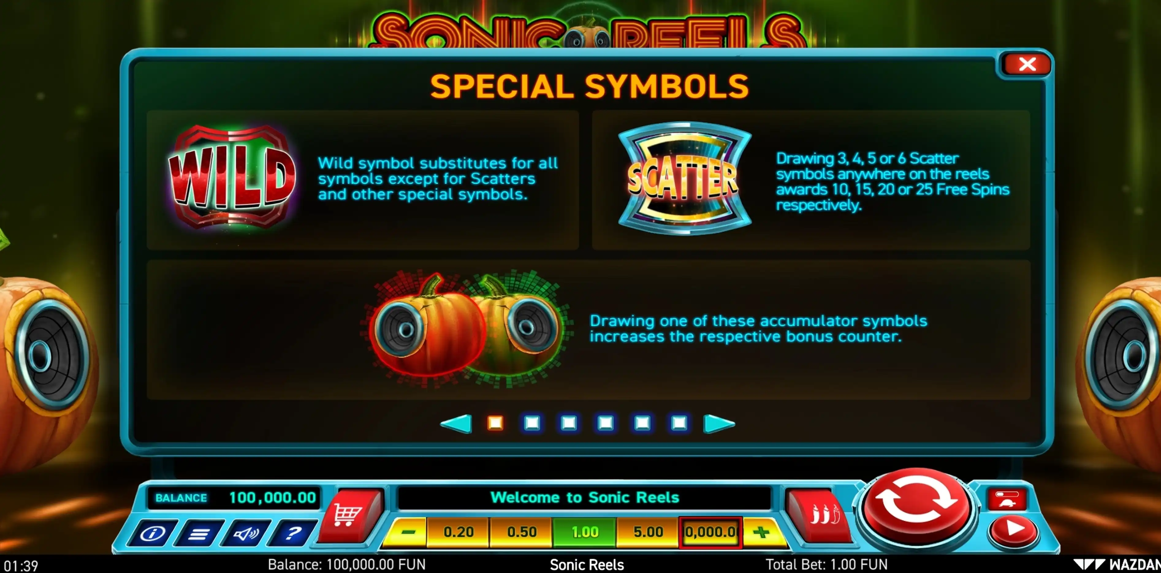 Info of Sonic Reels Slot Game by Wazdan